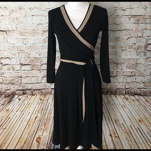 Donna Morgan wrap dress with tan detail - size 4